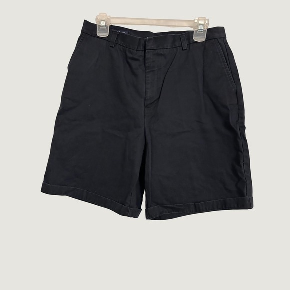 Lands' End Pants - Lands End Womens Black Chino Shorts Size‎ 12 Cotton Twill Cuffed Flat Front